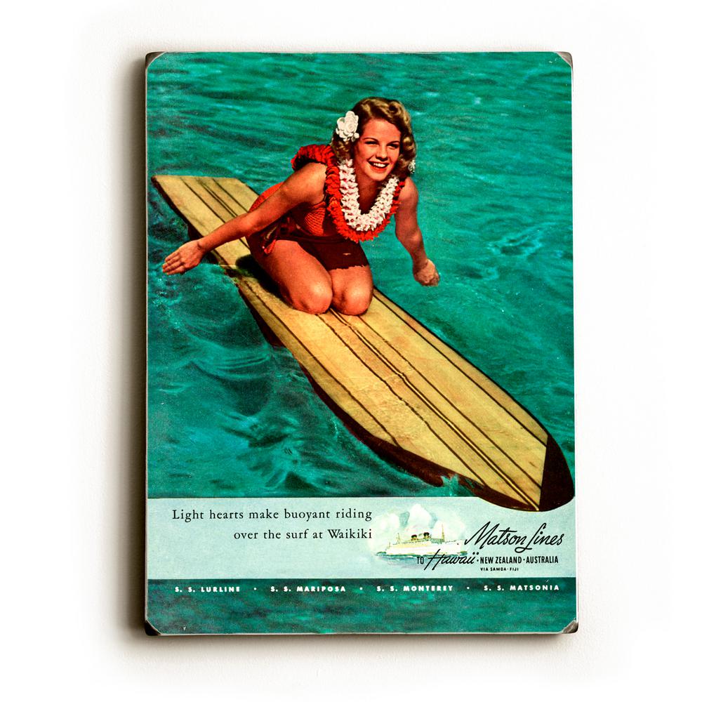 Artehouse 9 In X 12 Surfer Girl By Matson Solid Wood Wall