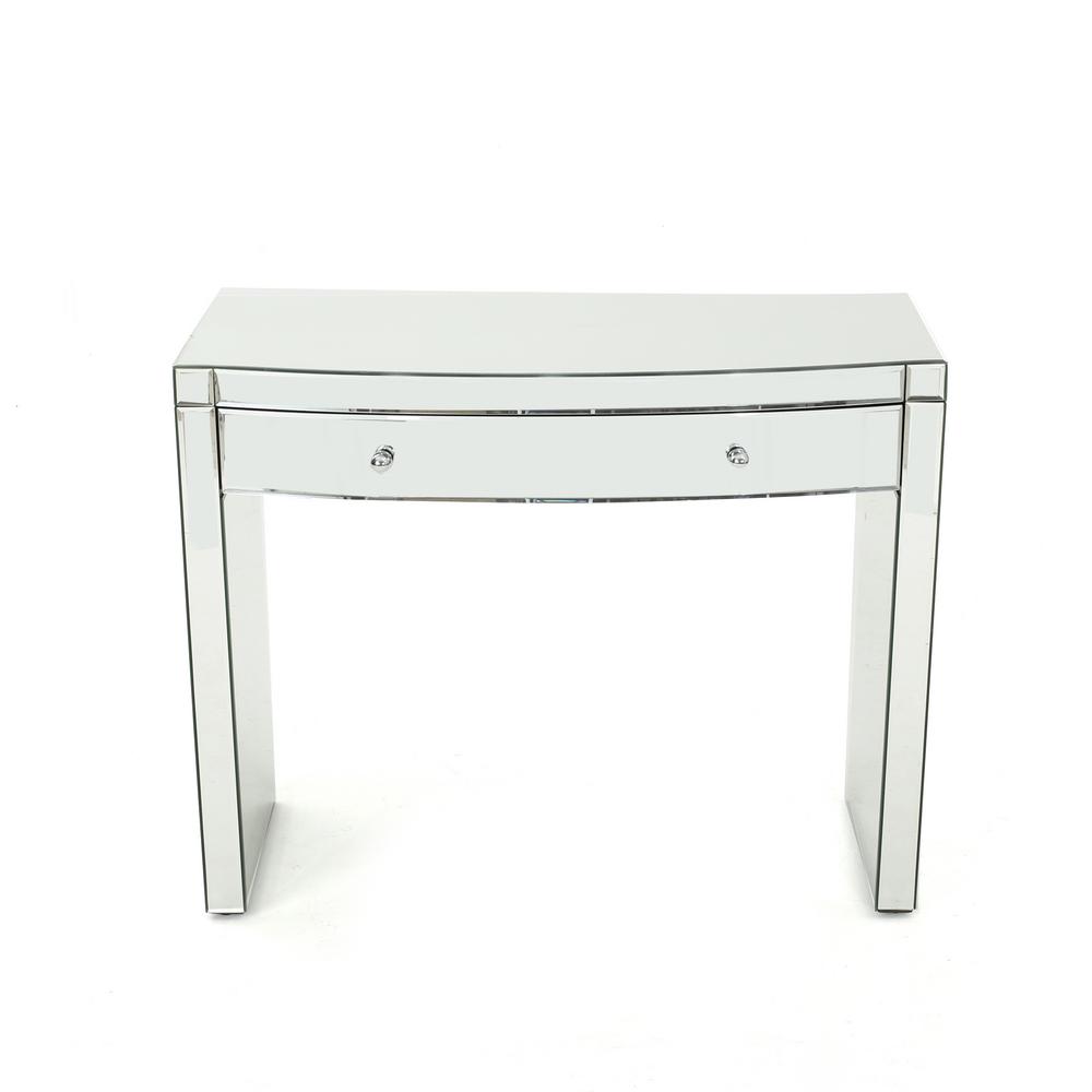 Noble House Navaeh Curved Mirrored Console Table With Drawer