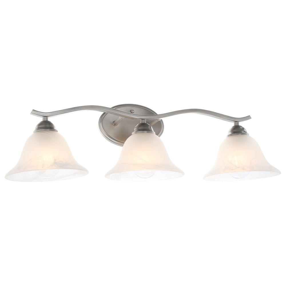 Hampton Bay Bathroom Lighting Andenne 3-Light Brushed Nickel Bath Vanity 705075