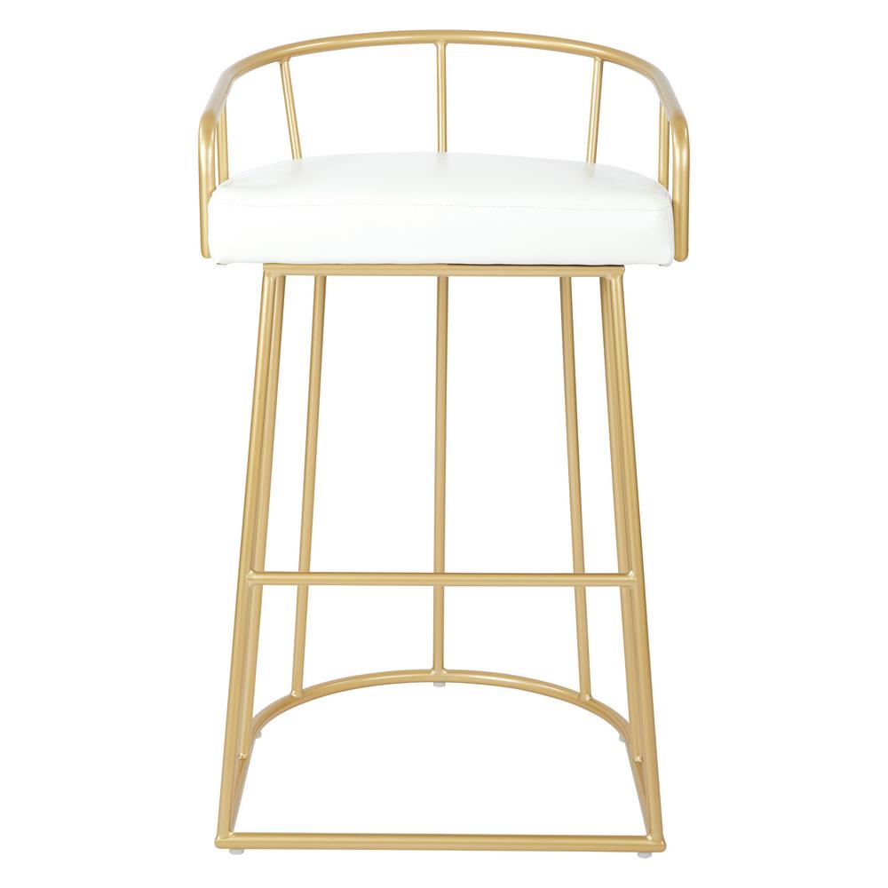 Osp Home Furnishings Luna 30 In White Faux Leather With Gold Base White Faux Leather With Gold Base Barstool