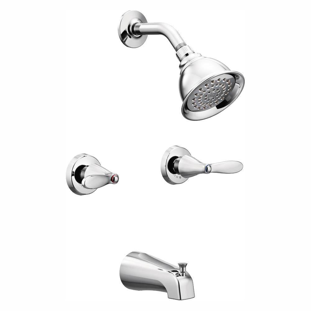 Moen Adler 2 Handle 1 Spray Tub And Shower Faucet With Valve In