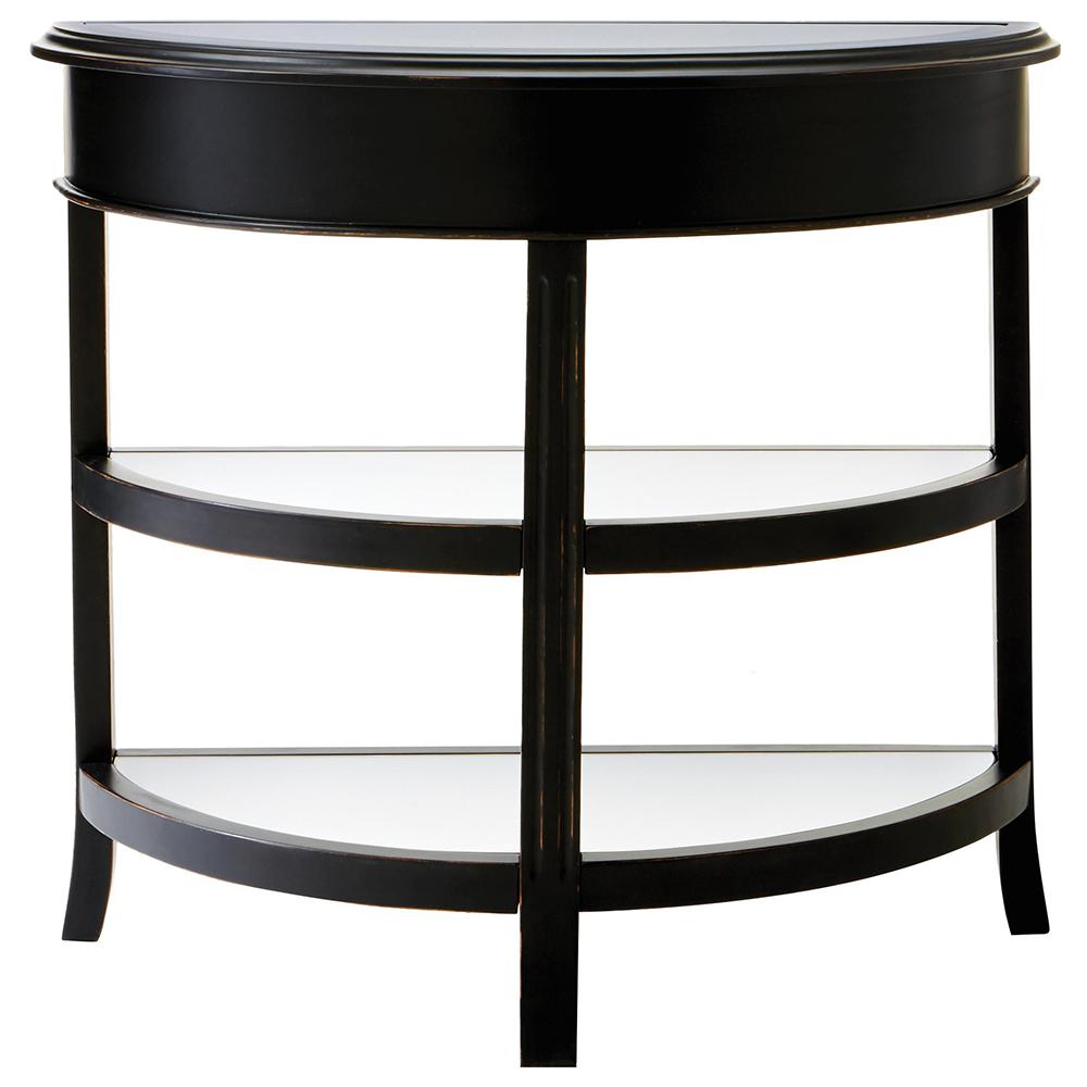 Bevel Mirror Antique Black and Gold Demilune Console9948000210 The