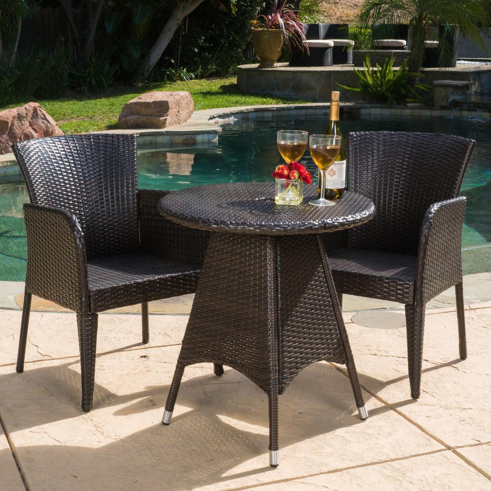 Modern Bistro Sets Patio Dining Furniture The Home Depot Corsica Multi Brown 3 Piece Wicker Round Outdoor Bistro Set