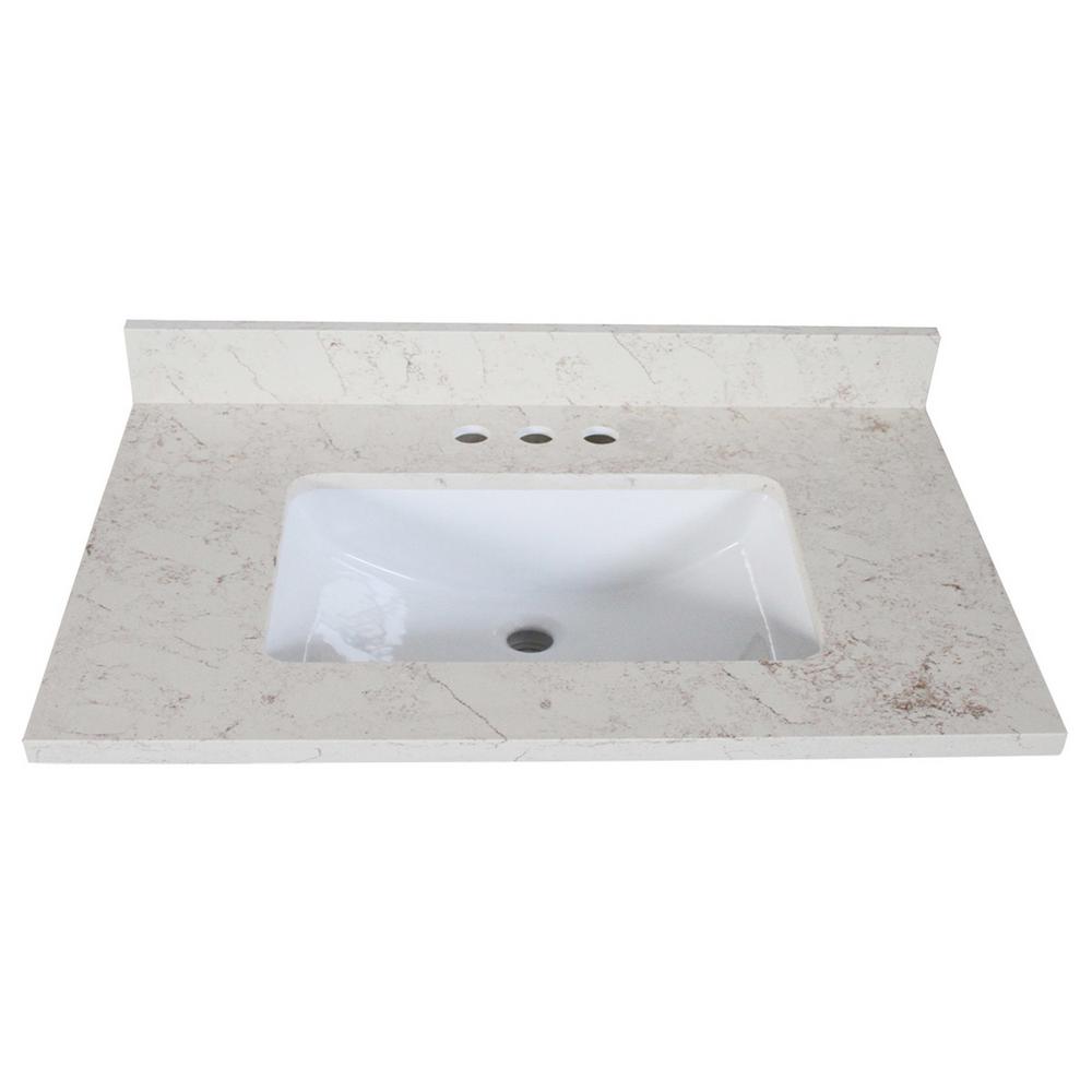 Design House Giallo Quartz 31 In X 22 In Vanity Top With Square Ceramic White Undermount Basin 556993 The Home Depot