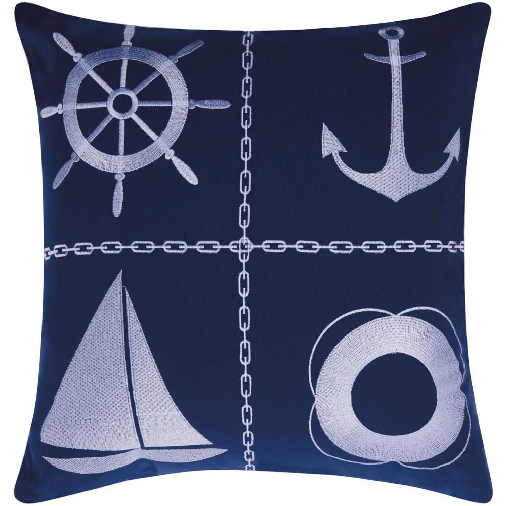 Mina Victory Nautical Grid Navy And White Geometric Stain