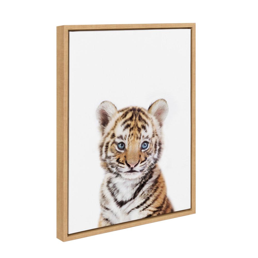 Kate And Laurel Sylvie Baby Tiger Portrait By Amy Peterson Art Studio Framed Canvas Wall Art 18 In X 24 In The Home Depot