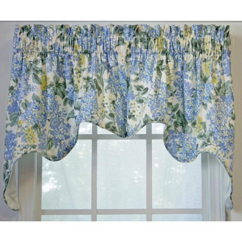 Ellis Curtain Hydrangea 28 In L Cotton Lined Empress Swag In Blue 2 Piece 730462567550 The Home Depot