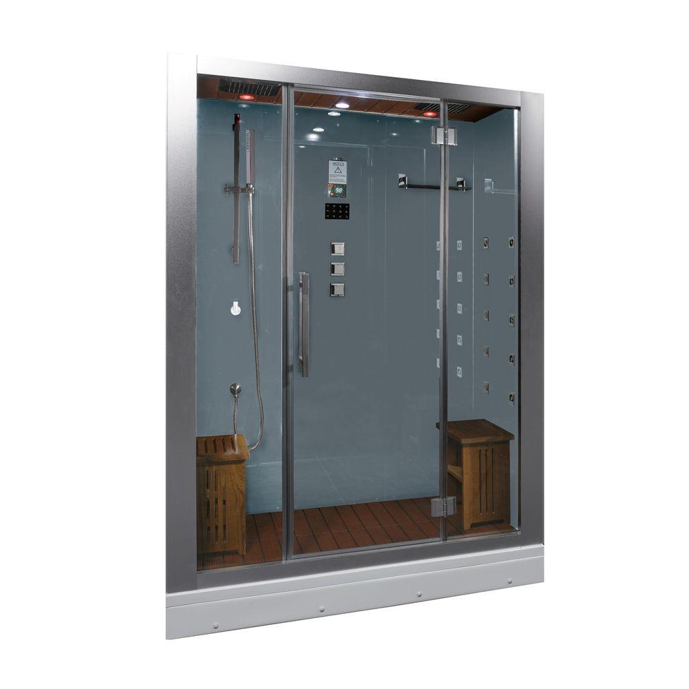 Ariel 59 In X 32 In X 87 4 In Steam Shower Enclosure Kit In White Dz972 1f8 W The Home Depot