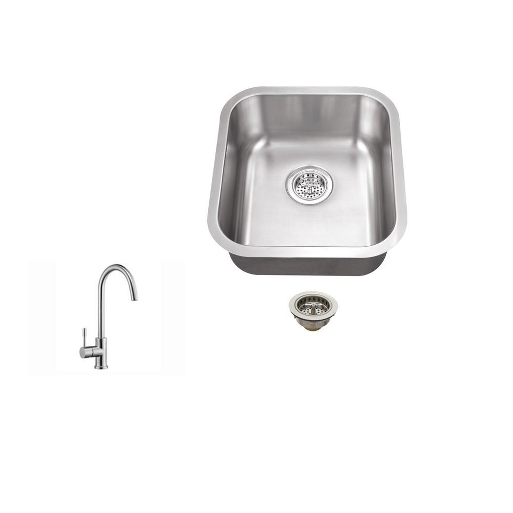 IPT Sink Company Undermount 16 in. 18-Gauge Stainless Steel Bar Sink in ...