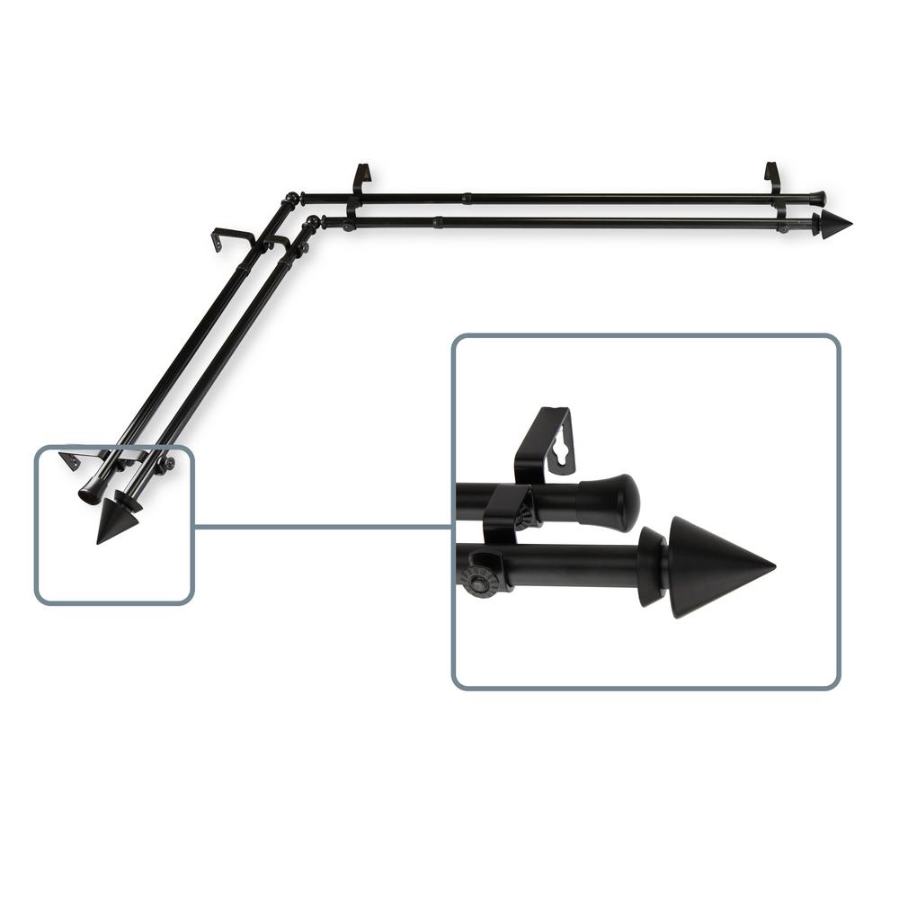 28 In To 48 In Adjustable 13 16 In Corner Window Double Curtain