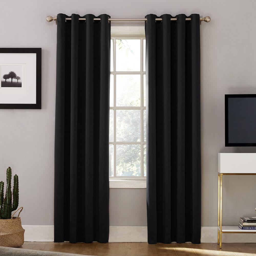 Sun Zero Oslo Woven Home Theater Grade Blackout Black Grommet