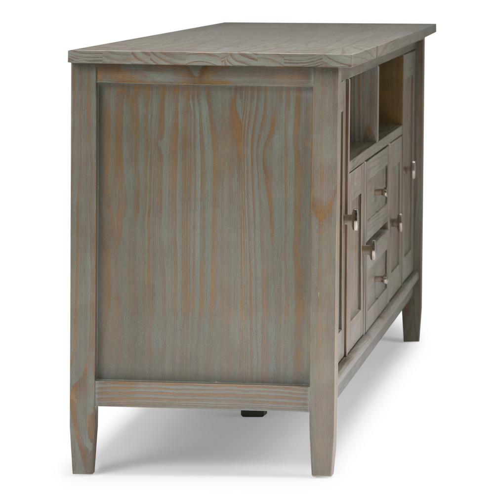 Simpli Home Warm Shaker Solid Wood 72 In Wide Rustic Tv Media Stand Simpli Home Warm Shaker Solid Wood 72 In Wide Rustic Tv Media Stand Distressed Grey For Tvs Upto 80 Axwsh003 Gr The Depot