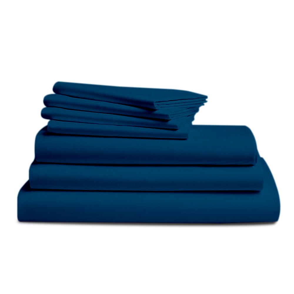 A1 Home Collections Wrinkle Resistant 7 Piece Navy 300tc Organic A1 Home Collections Wrinkle Resistant 7 Piece Navy 300tc Organic Cotton Queen Bedsheet Bundle