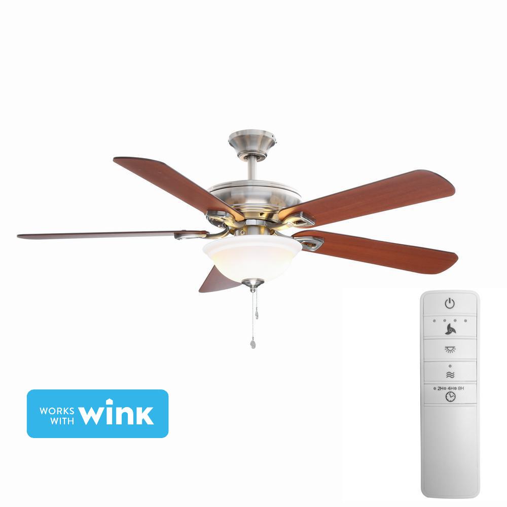 Hampton Bay Rothley 52 In Led Indoor Brushed Nickel Smart Ceiling Hampton Bay Rothley 52 In Led Indoor Brushed Nickel Smart Ceiling Fan With Light Kit