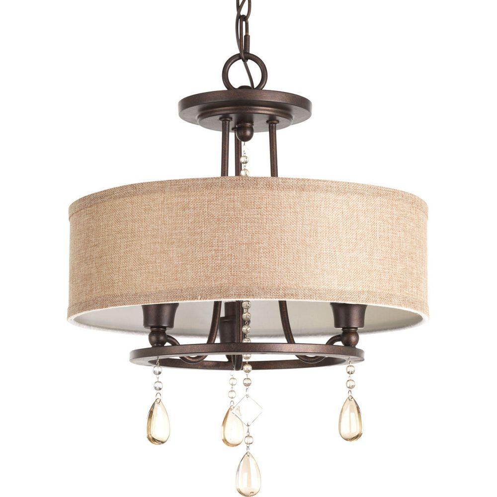 Progress Lighting Flourish Collection 3 Light Cognac Semi Flush Flourish Collection 3 Light Cognac Semi Flush Mount