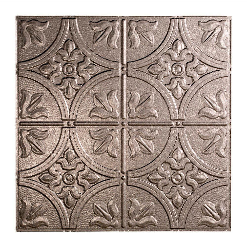 Fasade Traditional 2 2 Ft X 2 Ft Lay In Ceiling Tile In Galvanized