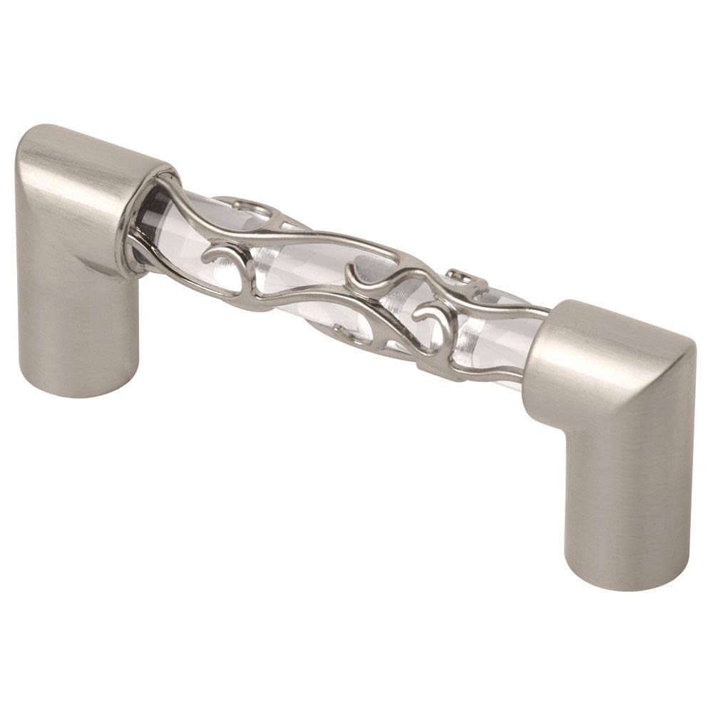 Liberty Crystal Lace 3 in. (76mm) Satin Nickel and Clear Cabinet Pull ...