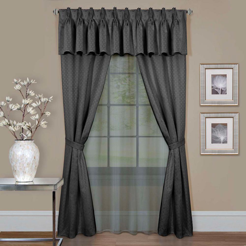 Achim Sheer Claire Charcoal Window Curtain Set 55 In W X 84 In