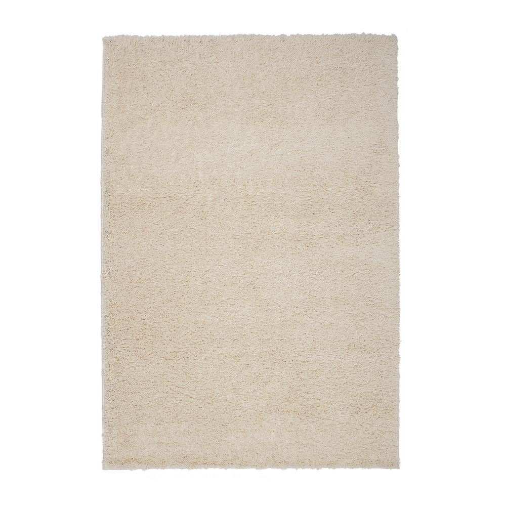 World Rug Gallery Contemporary Solid Color Shag Cream 3 ft. 3 in. x 5