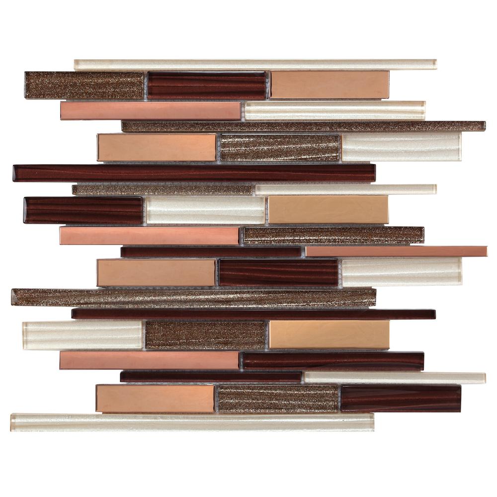 Brown Tan Tile Backsplashes The Home Depot Chenx 12 20 In X 15 55 8 Mm Aluminum Metal Stone Backsplash