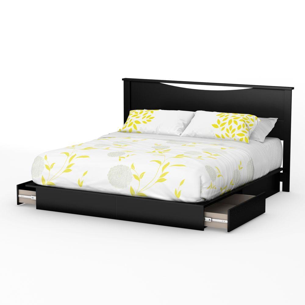South S Step One 2 Drawer King Size Platform Bed In Pure Black Step One 2 Drawer King Size Platform Bed In Pure Black