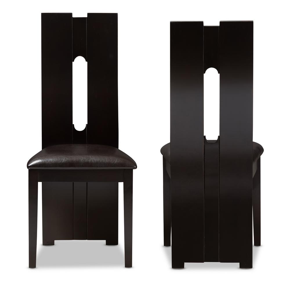 Baxton Studio Alani Dark Brown Faux Leather Dining Chair Set Of 2 Baxton Studio Alani Dark Brown Faux Leather Dining Chair Set Of 2