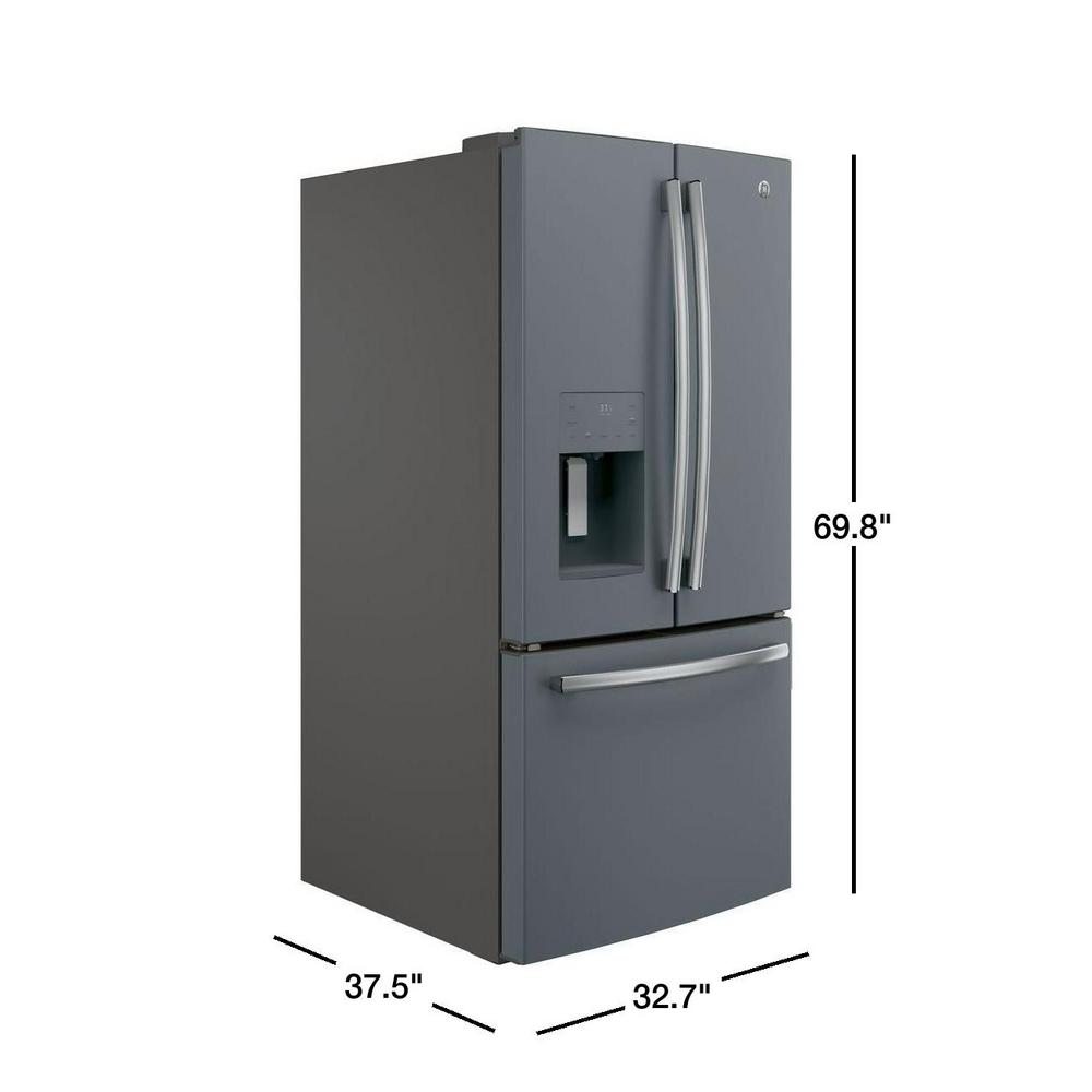 Ge 23 7 Cu Ft French Door Refrigerator In Slate Fingerprint