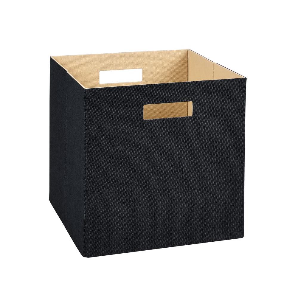 black fabric storage boxes