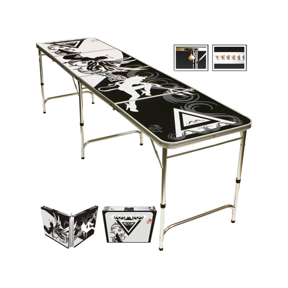 Red Cup Pong 8 ft. Folding Beer Pong Table with Bottle Opener, Ball