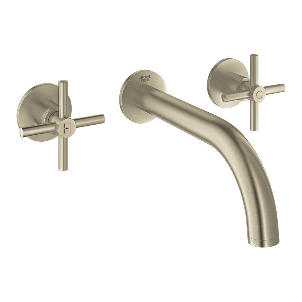 Grohe Atrio 2 Handle M Size Wall Mount Bathroom Faucet In Brushed