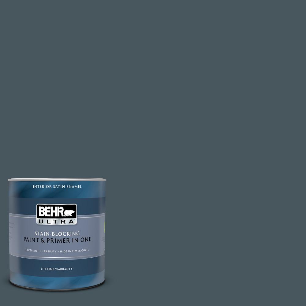 BEHR ULTRA 1 qt. #S470-7 Undersea Satin Enamel Interior Paint and ...