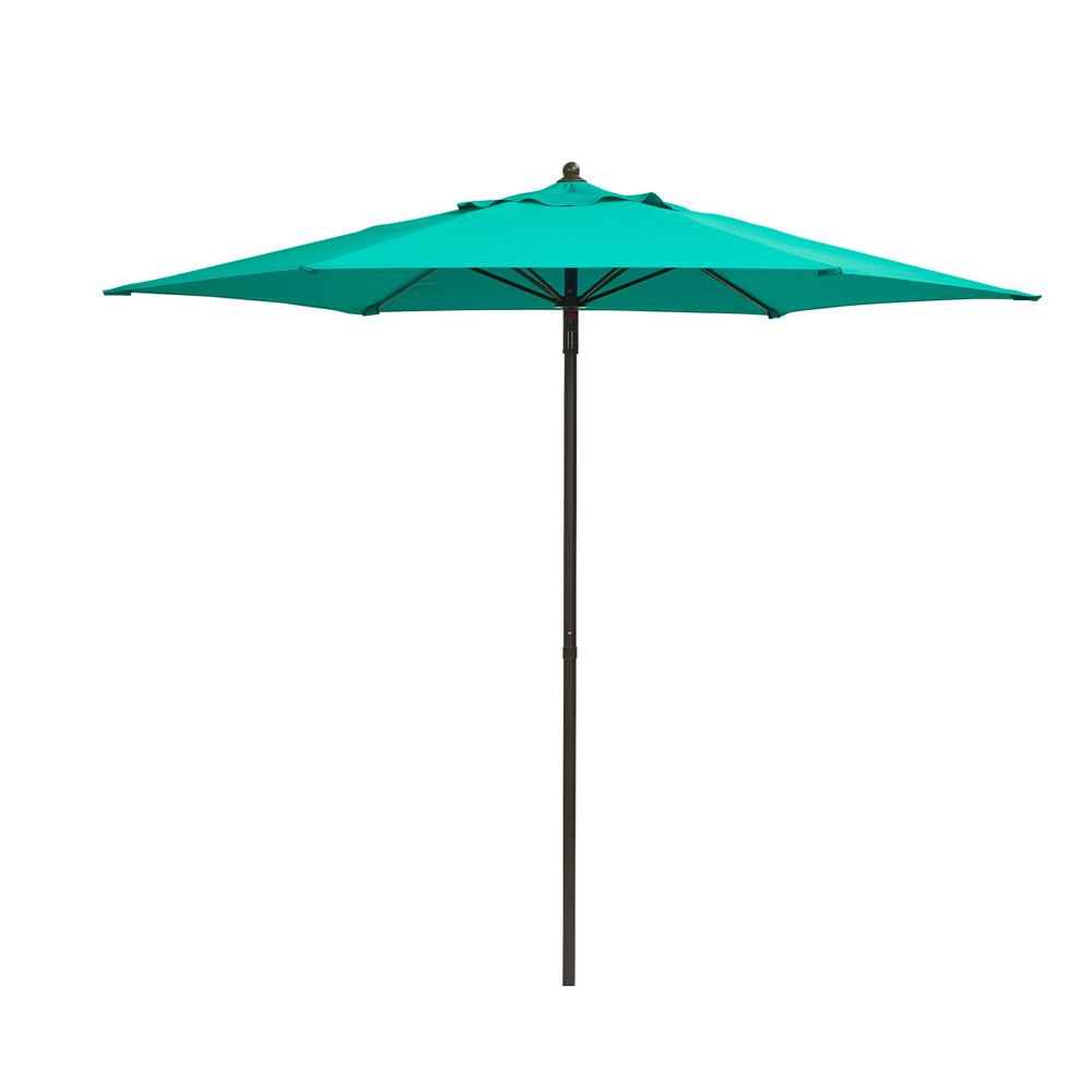 Hampton Bay 71/2 ft. Steel PushUp Patio Umbrella in Emerald Coast