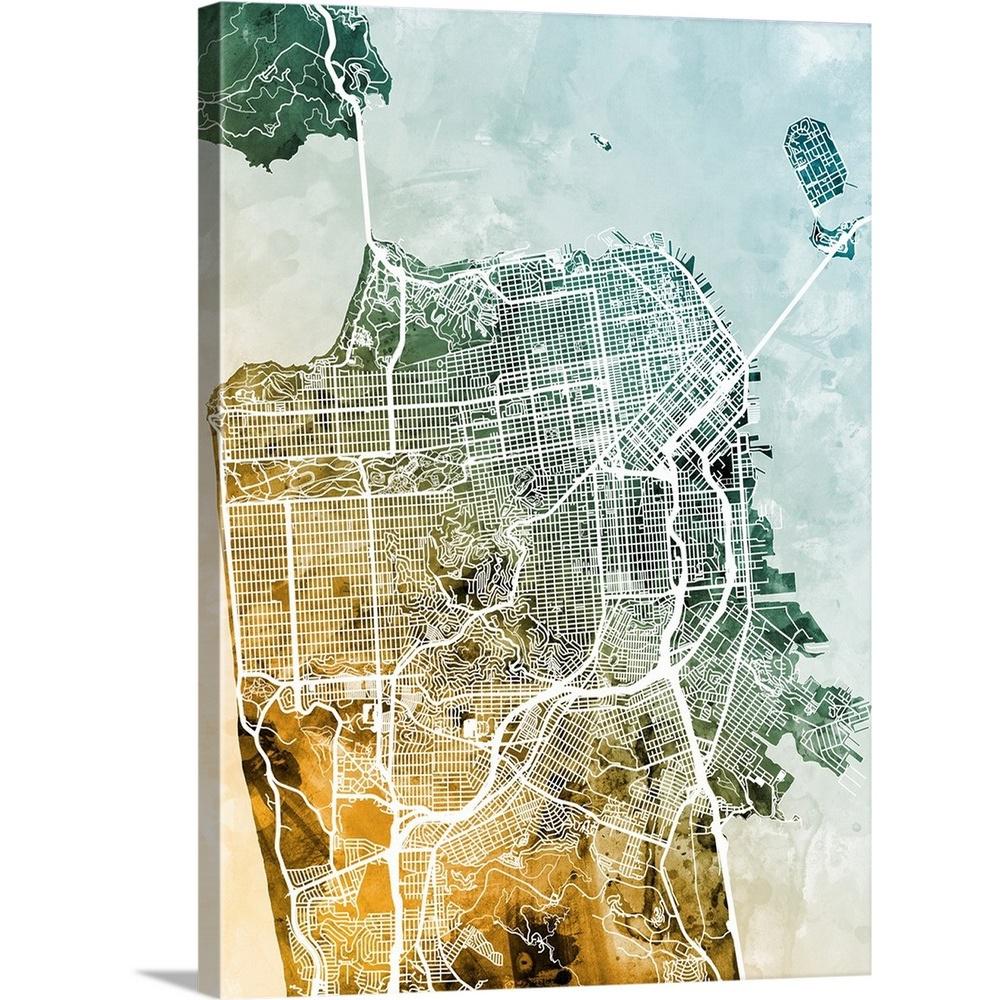 Greatbigcanvas San Francisco City Street Map By Michael Tompsett Canvas Wall Art 2525929 24 30x40 The Home Depot