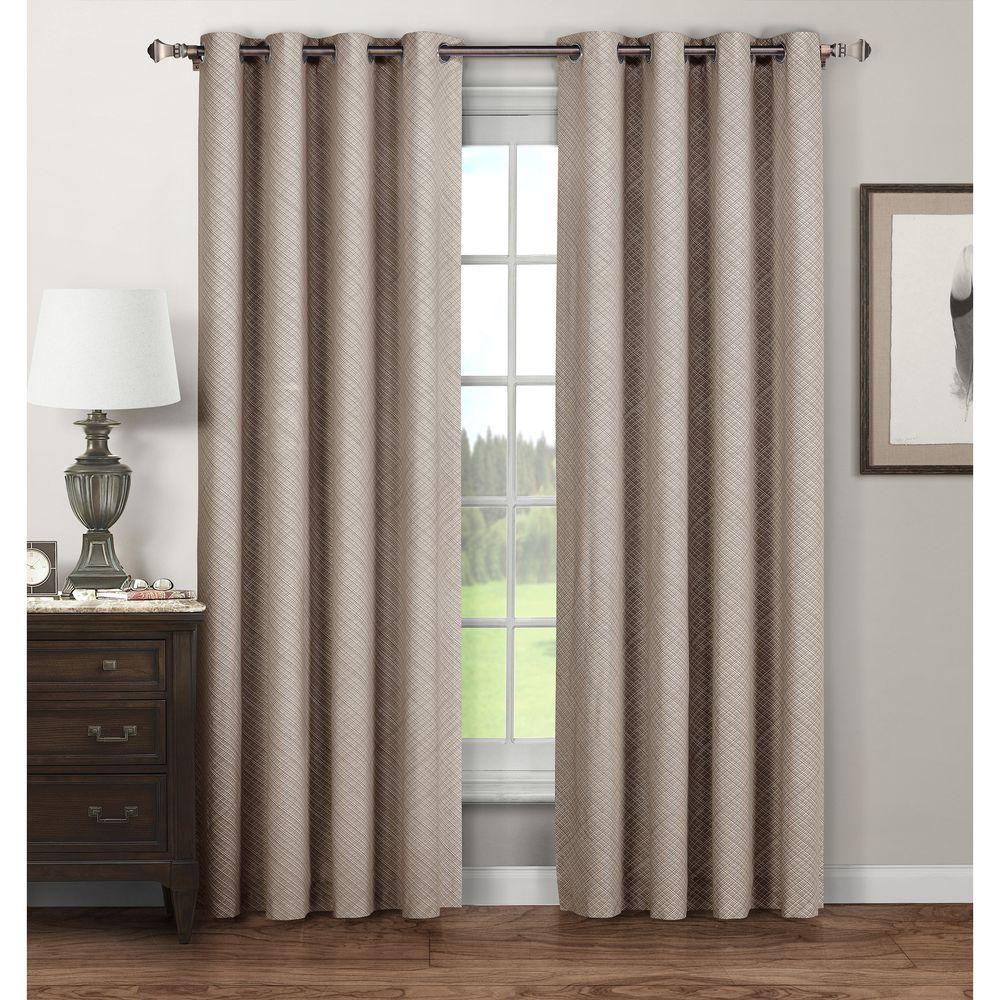 Window Elements Semi Opaque Stockholm Printed Cotton Extra Wide 96 Semi Opaque Stockholm Printed Cotton Extra Wide 96 In L Grommet Curtain Panel Pair Taupe Set Of 2