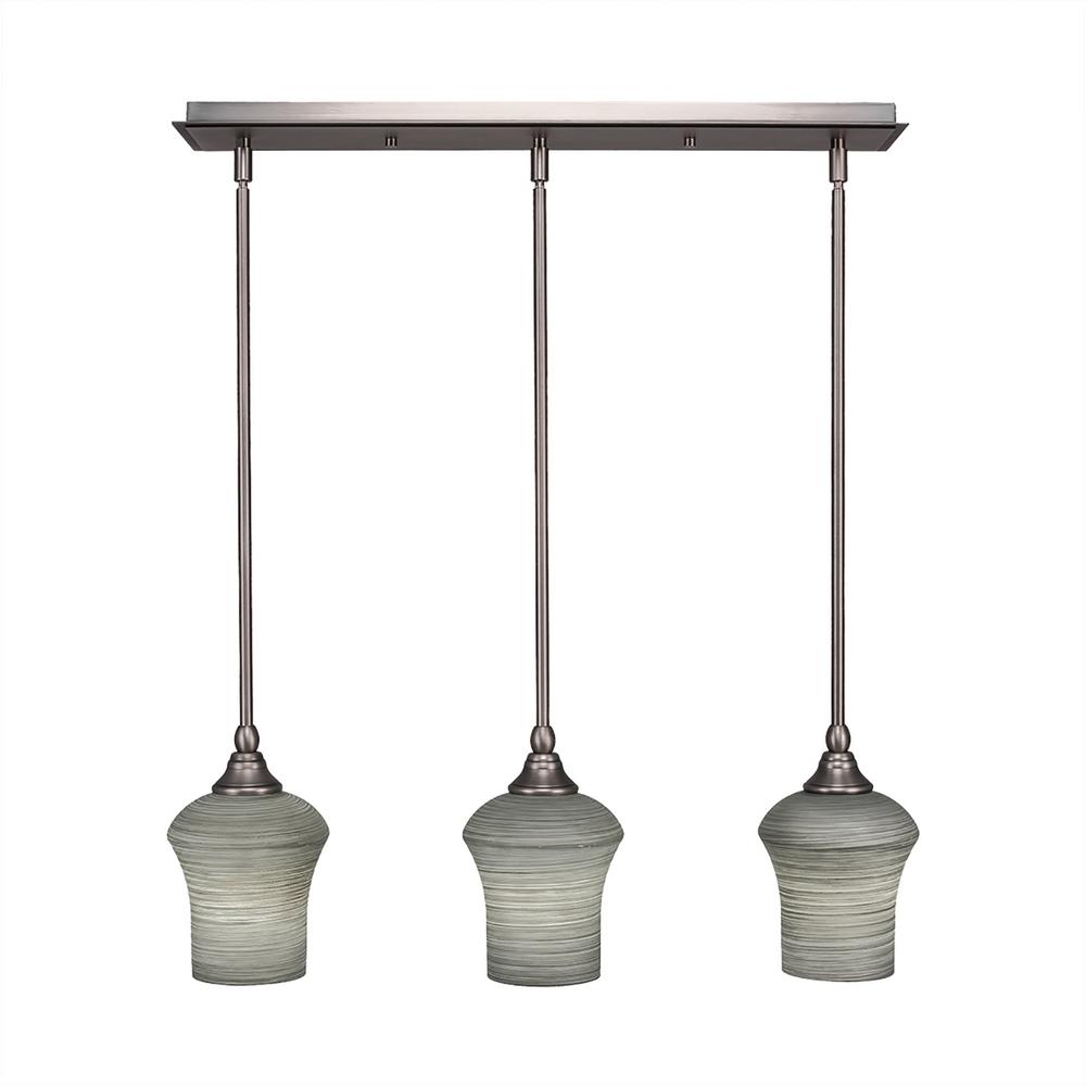 Cambridge 3Light Brushed Nickel Island Pendant with Zilo Gray