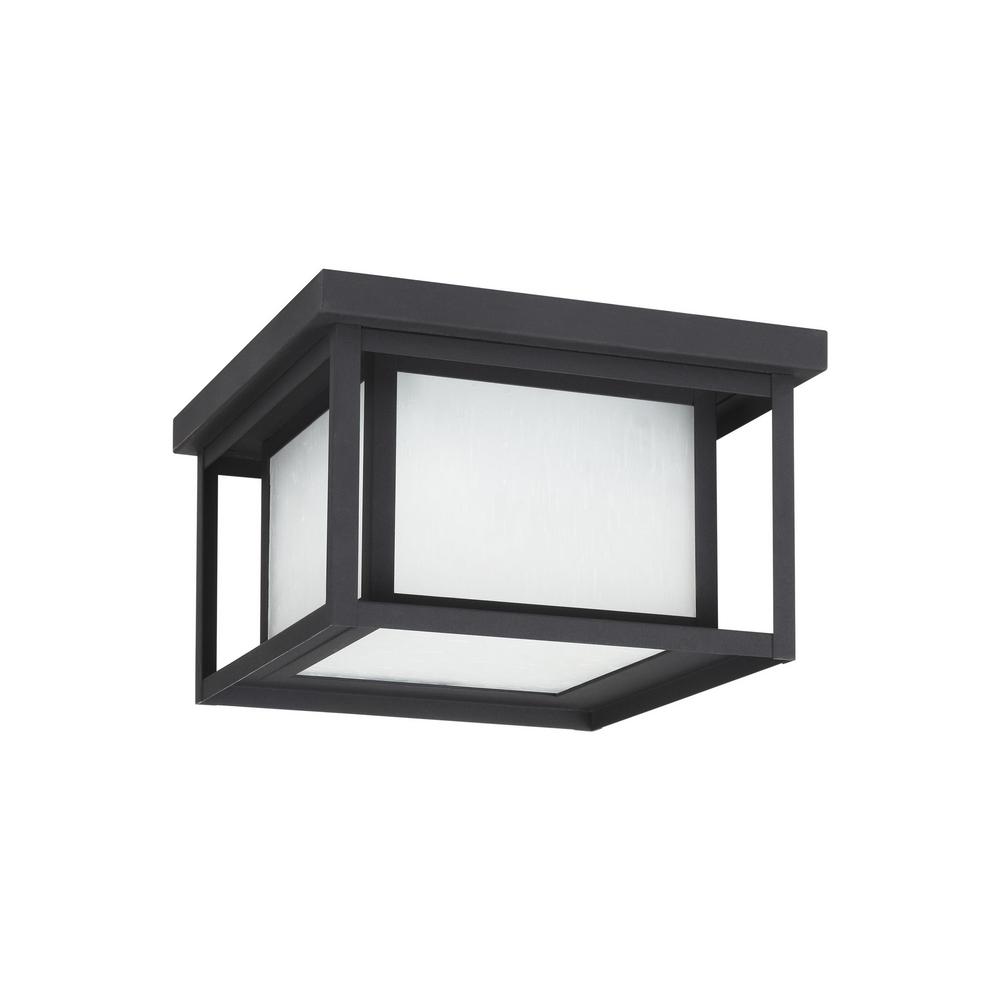 Weather Resistant Black Sea Gull Lighting Outdoor Flush Mount Hunnington Black Integrated Led Outdoor Flush Mount