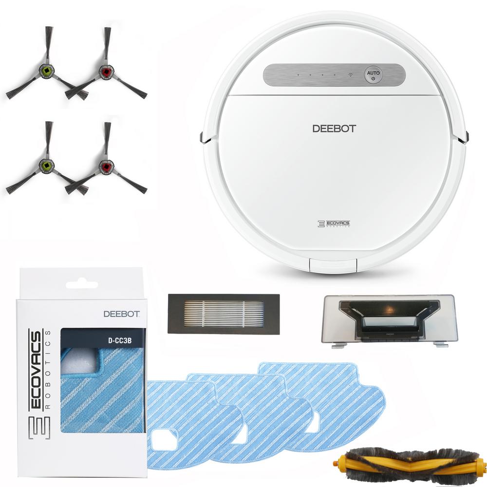 Ecovacs DEEBOT OZMO 610 Robotic Vacuum and Mop Cleaner with Service Kit and Replacement Mopping