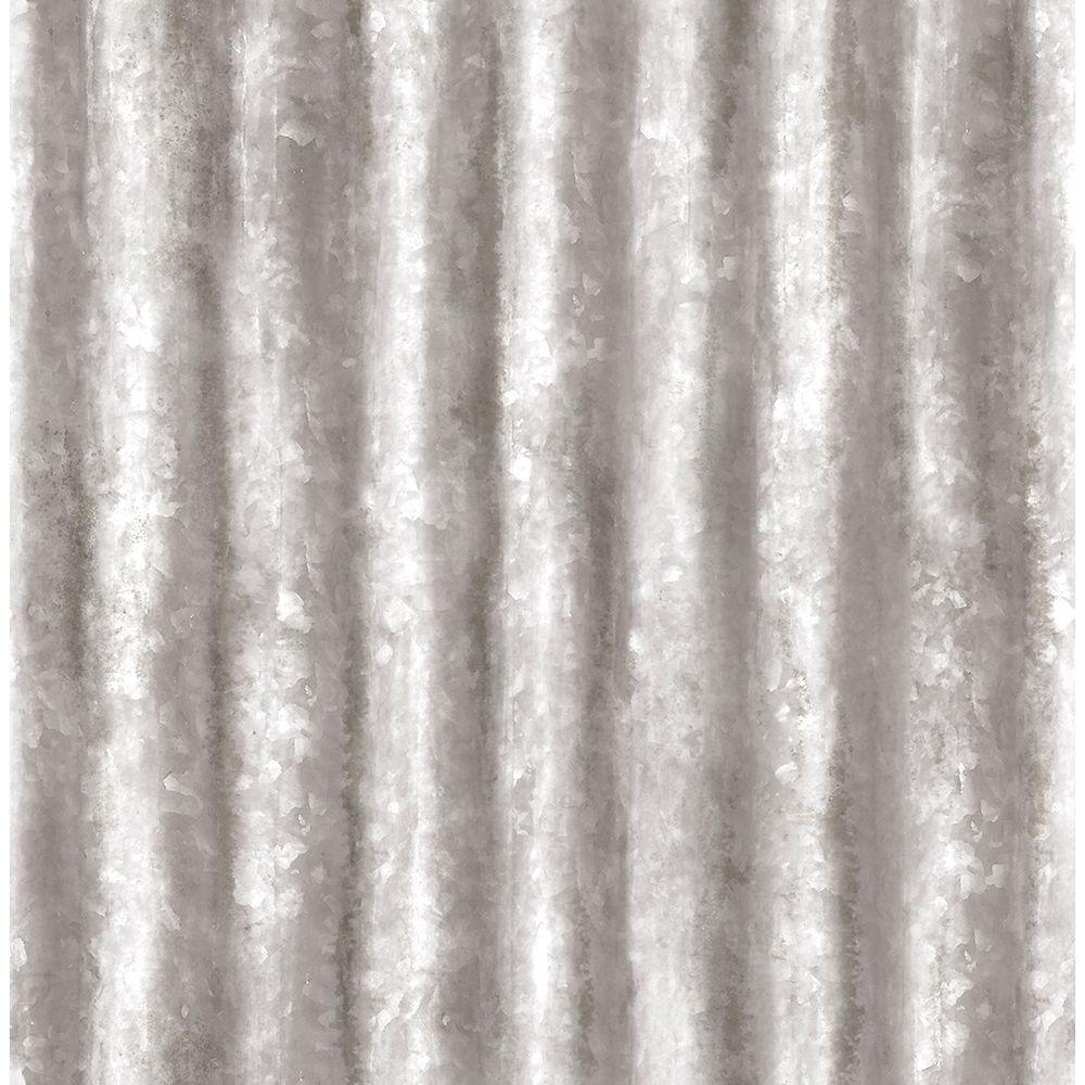 Brewster 56 4 Sq Ft Kirkland Silver Corrugated Metal Wallpaper
