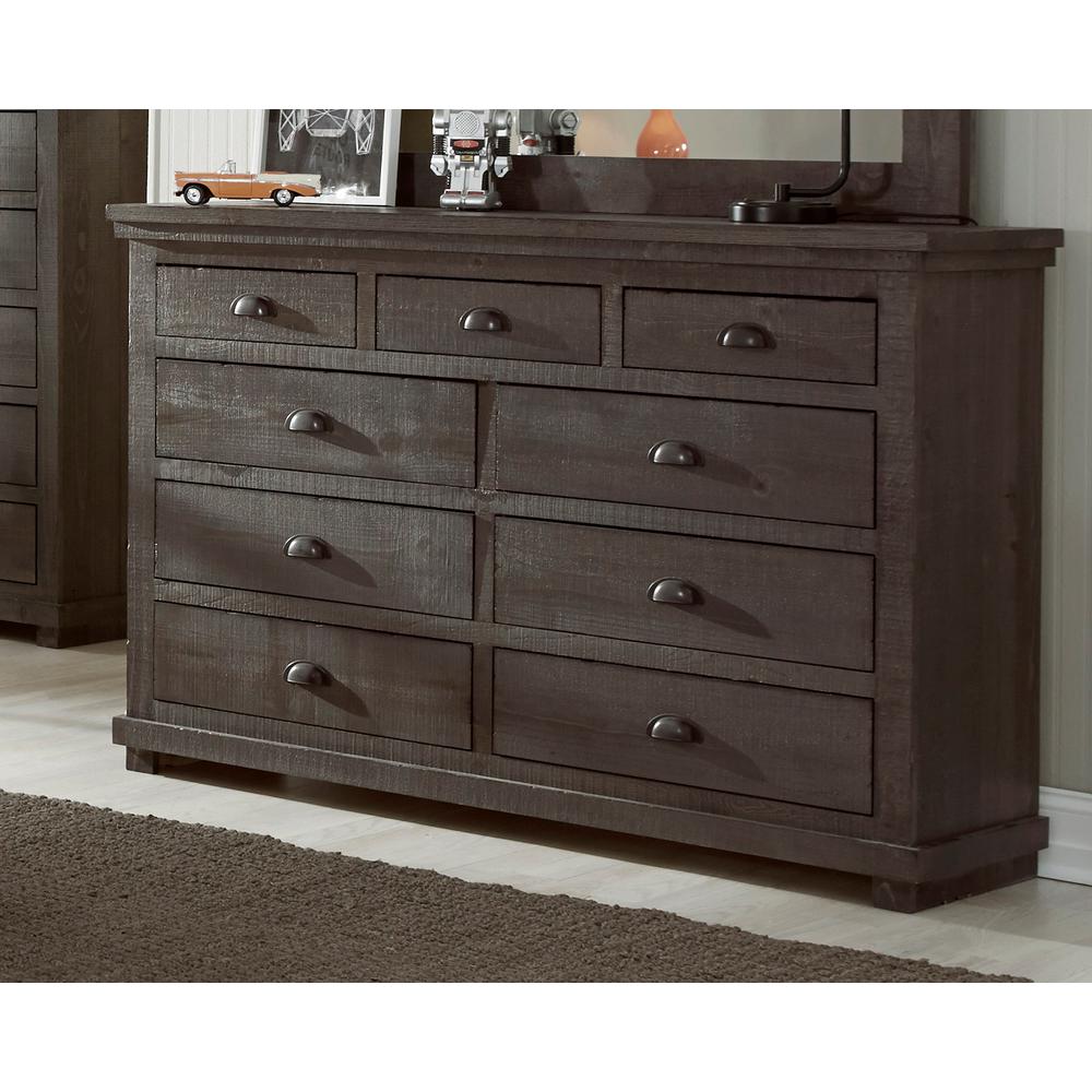Progressive Furniture Willow 9 Drawer Distressed Dark Gray Dresser