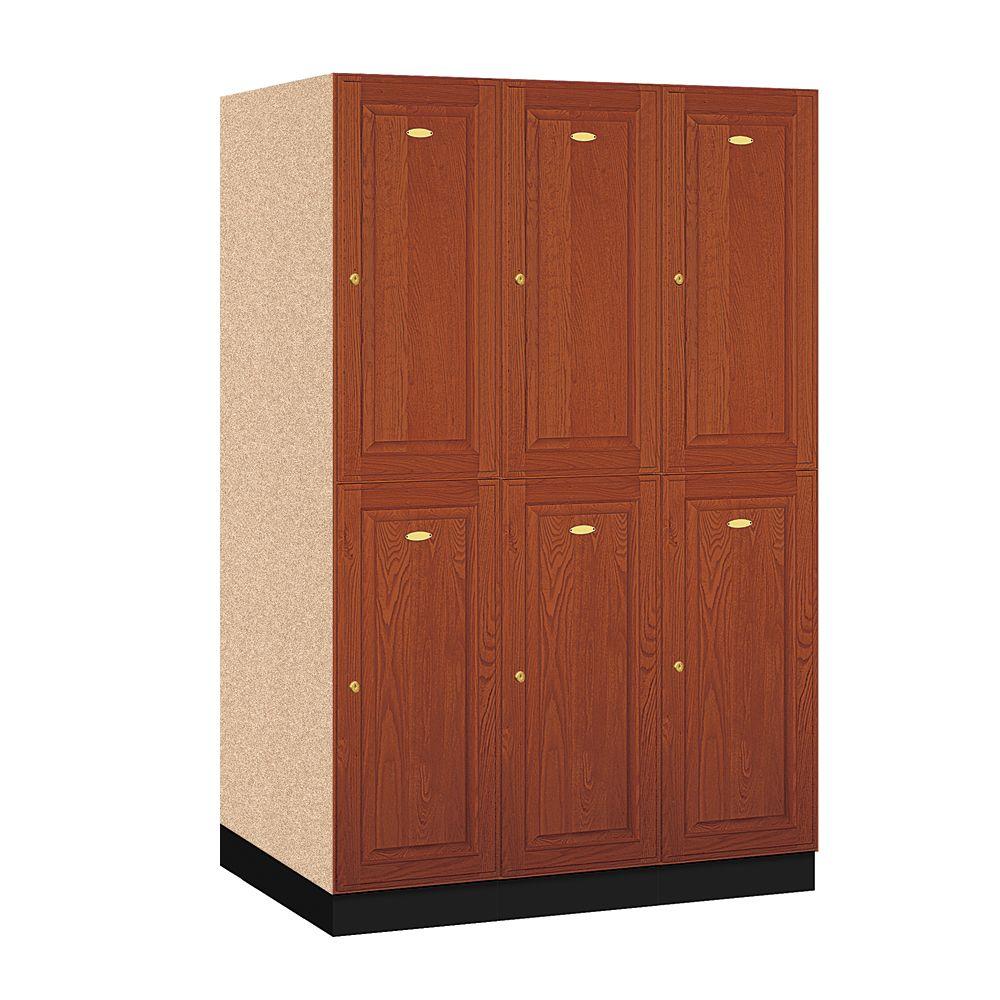 Free Standing Cabinets Wood Lockers Storage Organization D 6 Compartments Solid Oak Executive Wood Locker