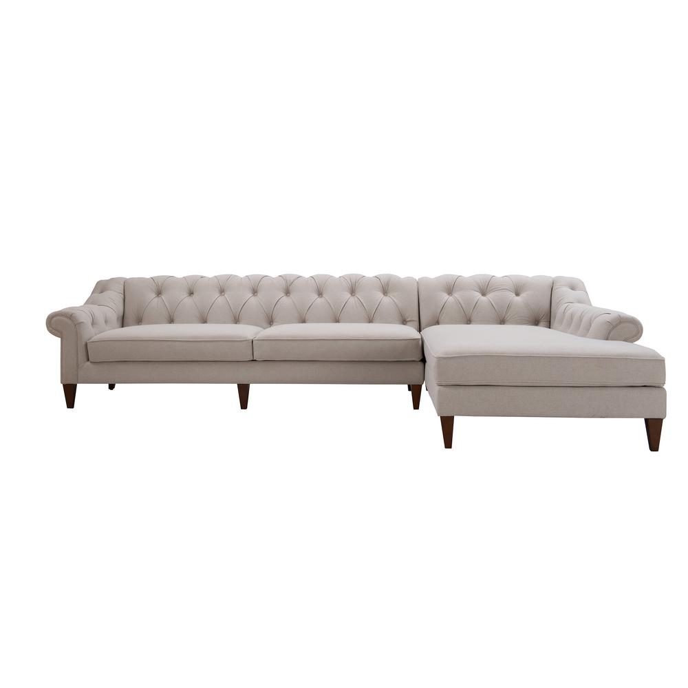 Jennifer Taylor Alexandra Bone White Tufted Right Sectional