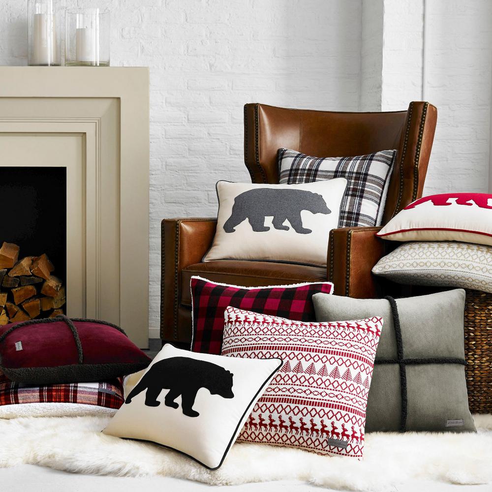 Eddie Bauer Bear Red Animal Print Polyester 16 In X 20 In Throw