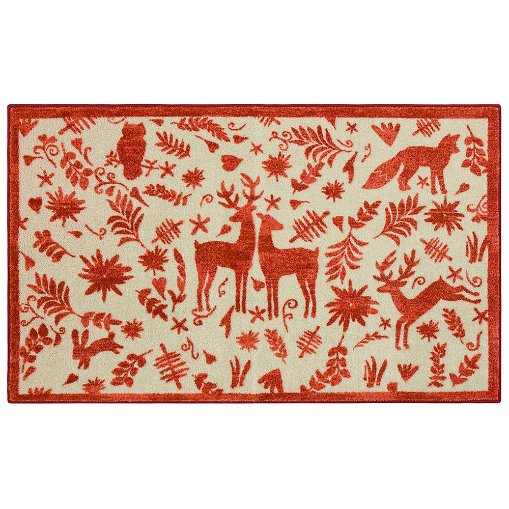 Mohawk Home Holiday Forest Red 2 ft. x 3 ft. 4 in. Scatter Area Rug