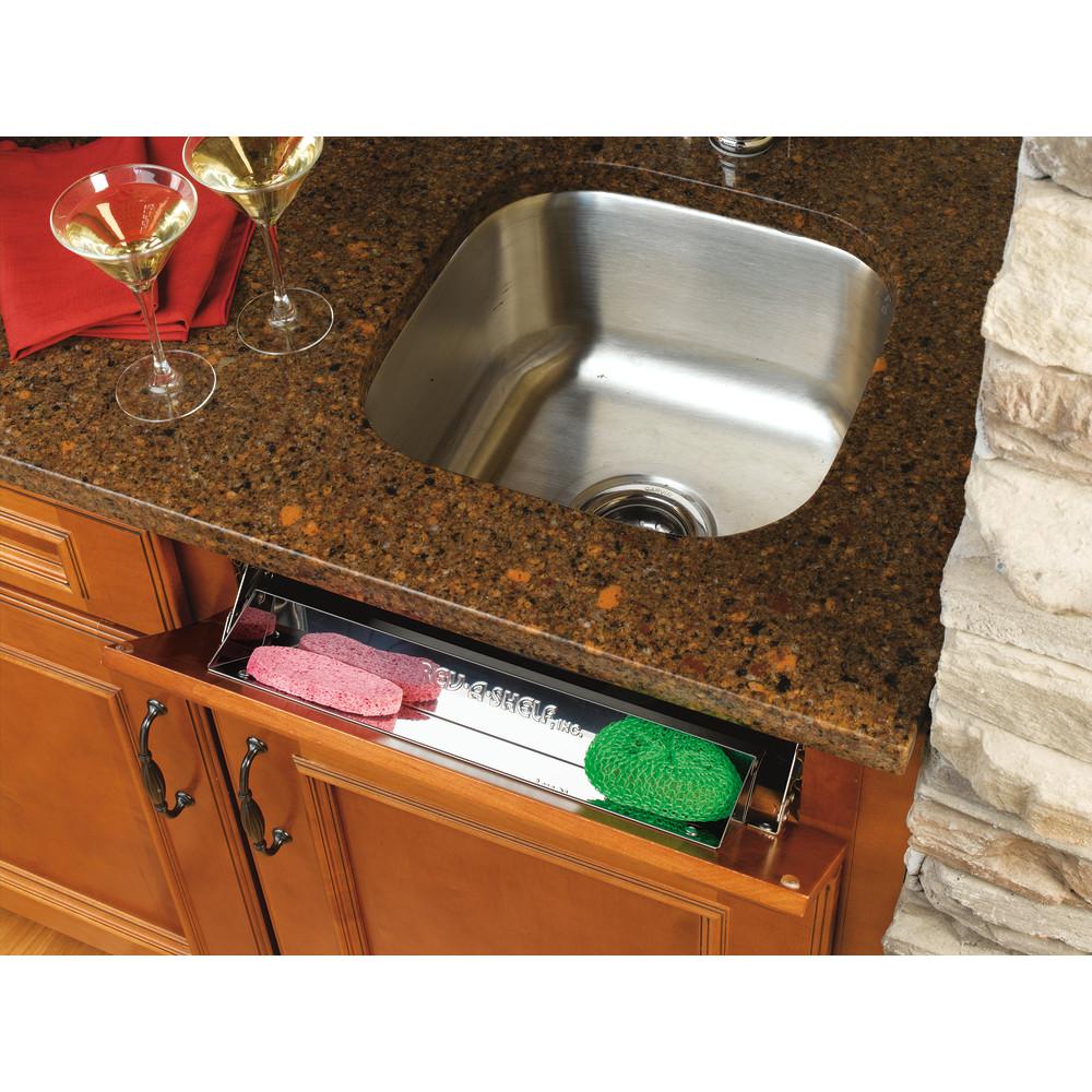 Rev A Shelf 3 In H X 16 In W X 1 688 In D Stainless Tip Out Sink Front Tray