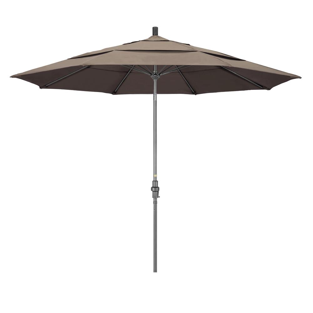 California Umbrella 11 Ft Hammertone Grey Aluminum Market Patio Umbrella With Collar Tilt Crank Lift In Taupe Sunbrella Gscuf118010 5461 Dwv The Home Depot