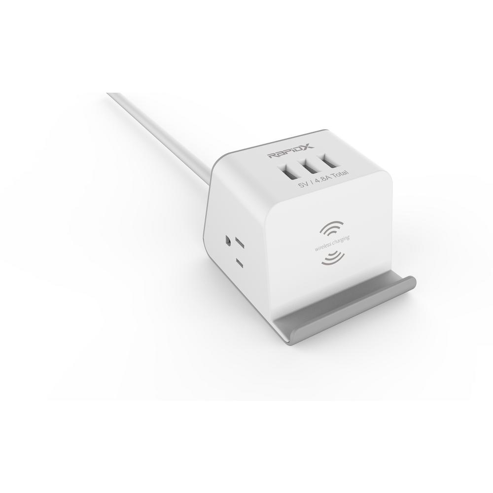 RapidX MyDesktop Multi-Purpose Power Strip with Wireless Charger in ...