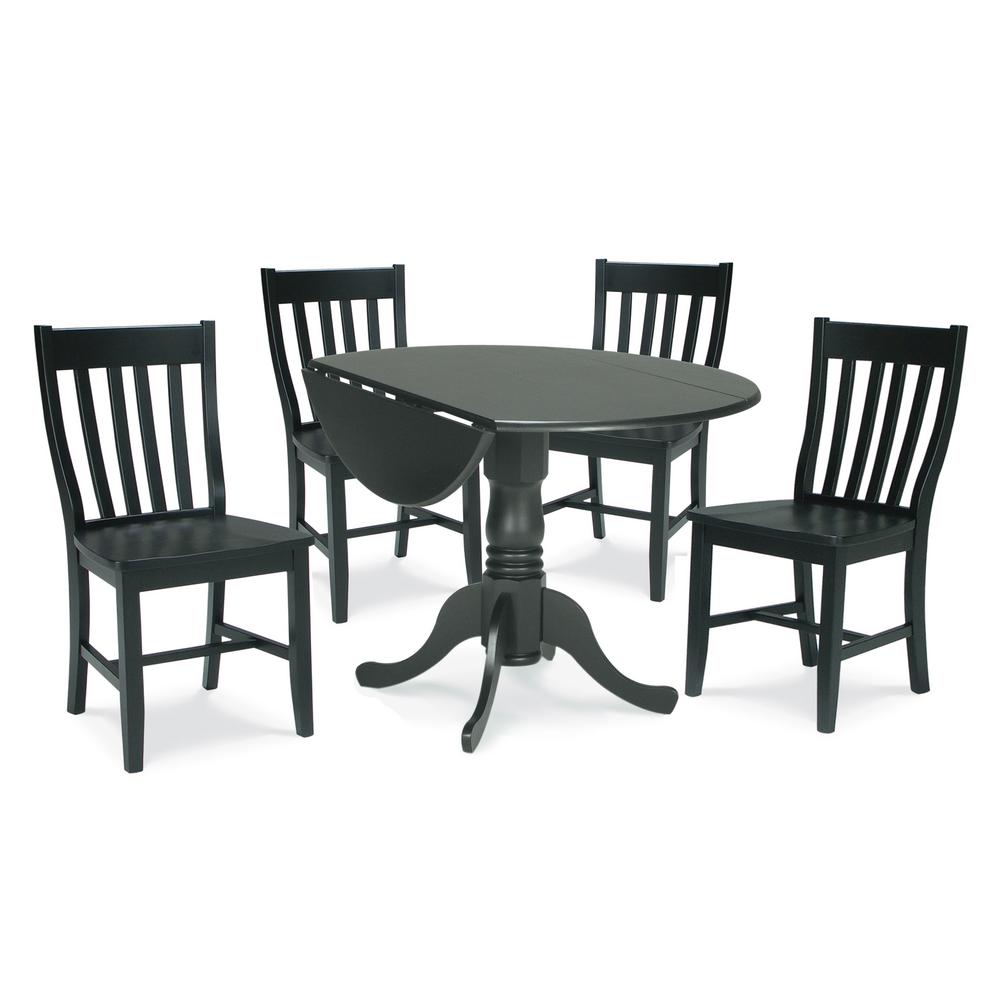 Black Dining Room Sets Kitchen Furniture The 5 Piece Black Solid Wood Dropleaf Dining Set