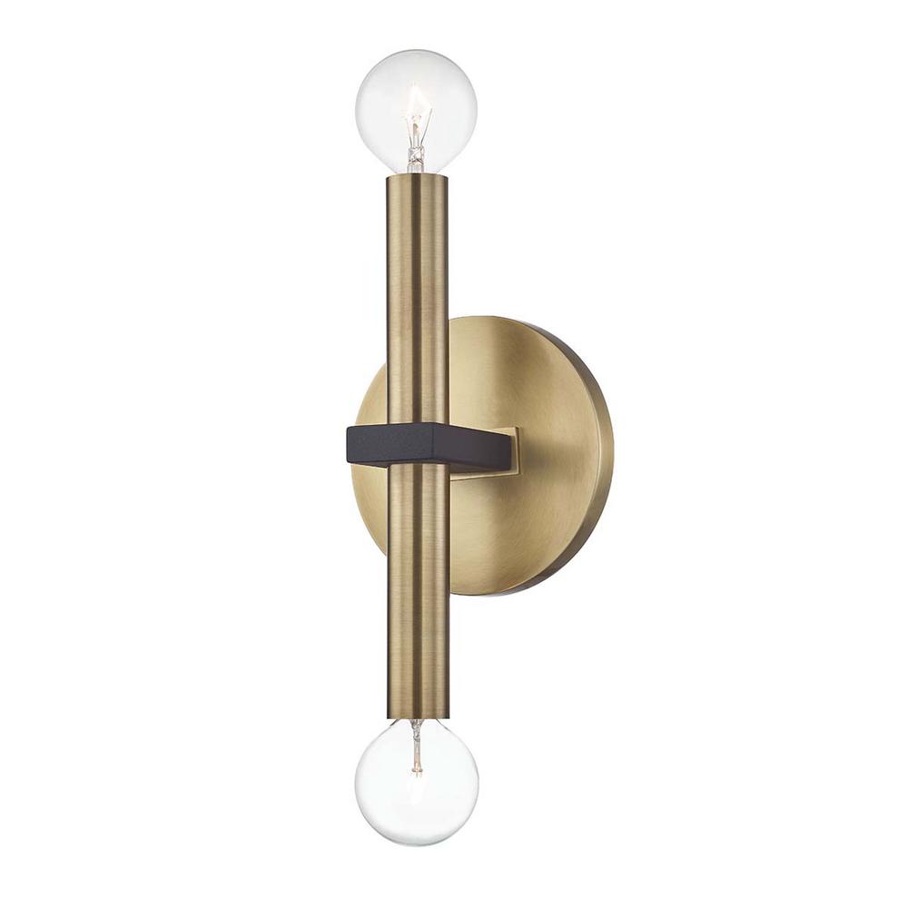Mitzi by Hudson Valley Lighting Colette Aged Brass/Black 2Light Wall