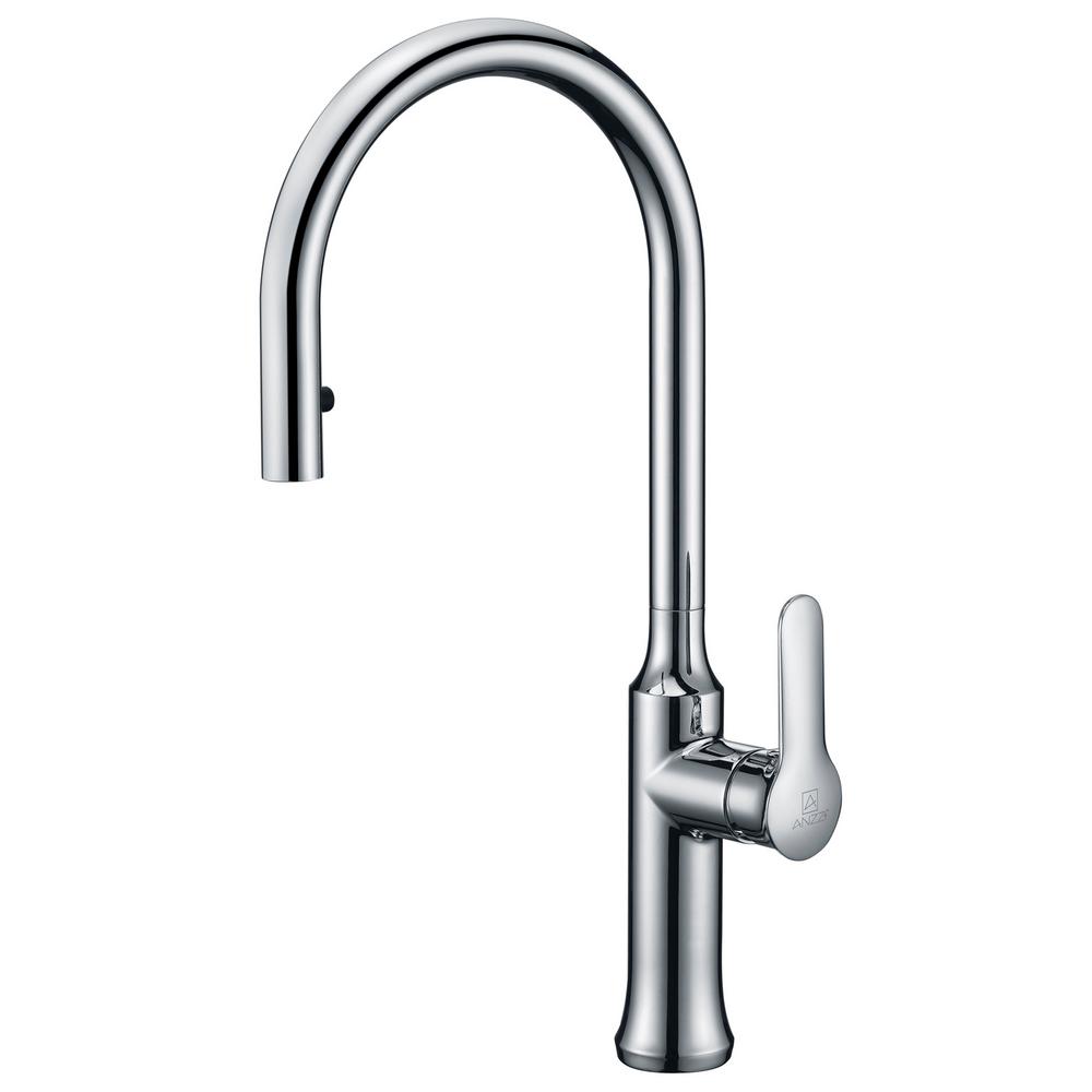 Anzzi KF-AZ1068CH Cresent Single Handle Pull-Down Sprayer Kitchen Faucet in Polished Chrome