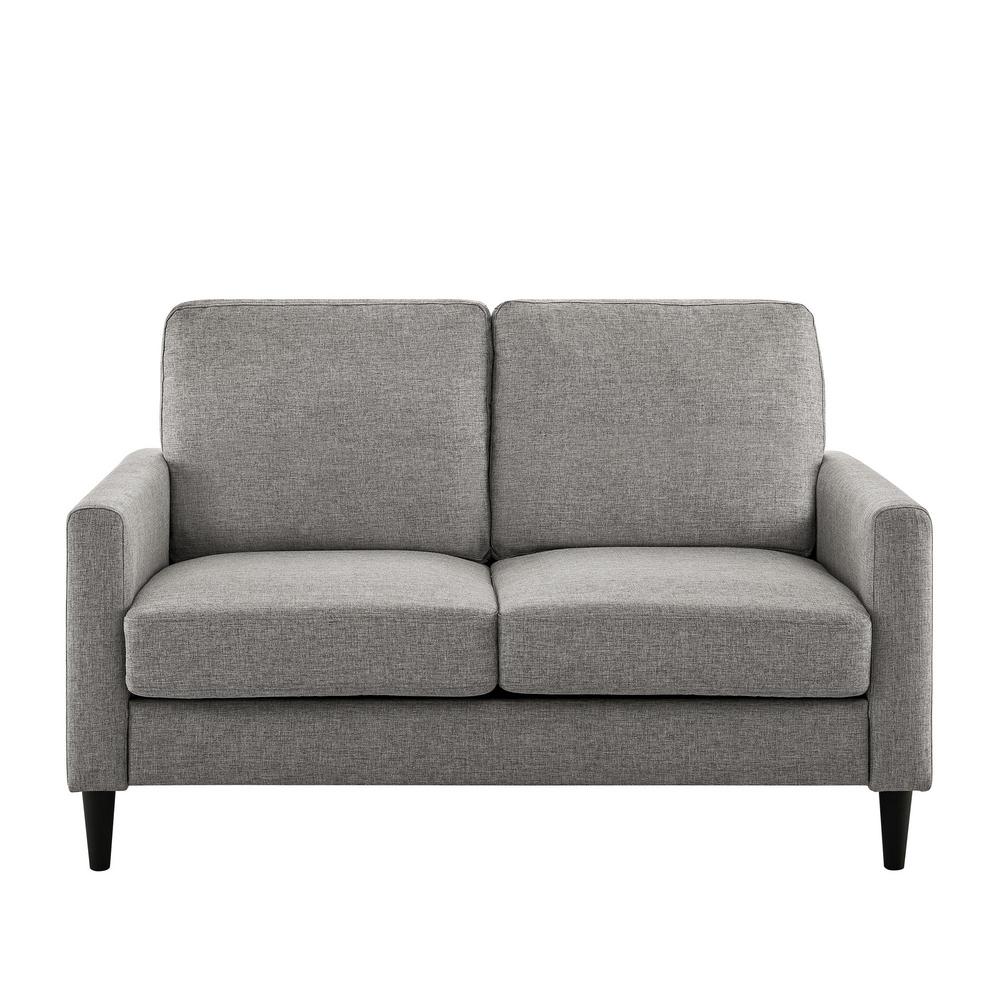 Dorel Living Jenny 57 3 In Gray Linen 2 Seater Loveseat With Square Arms Fa7567 Ls The Home Depot